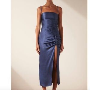 Shona Joy Thalia Bias Ruched Midi Dress - AEGEAN BLUE